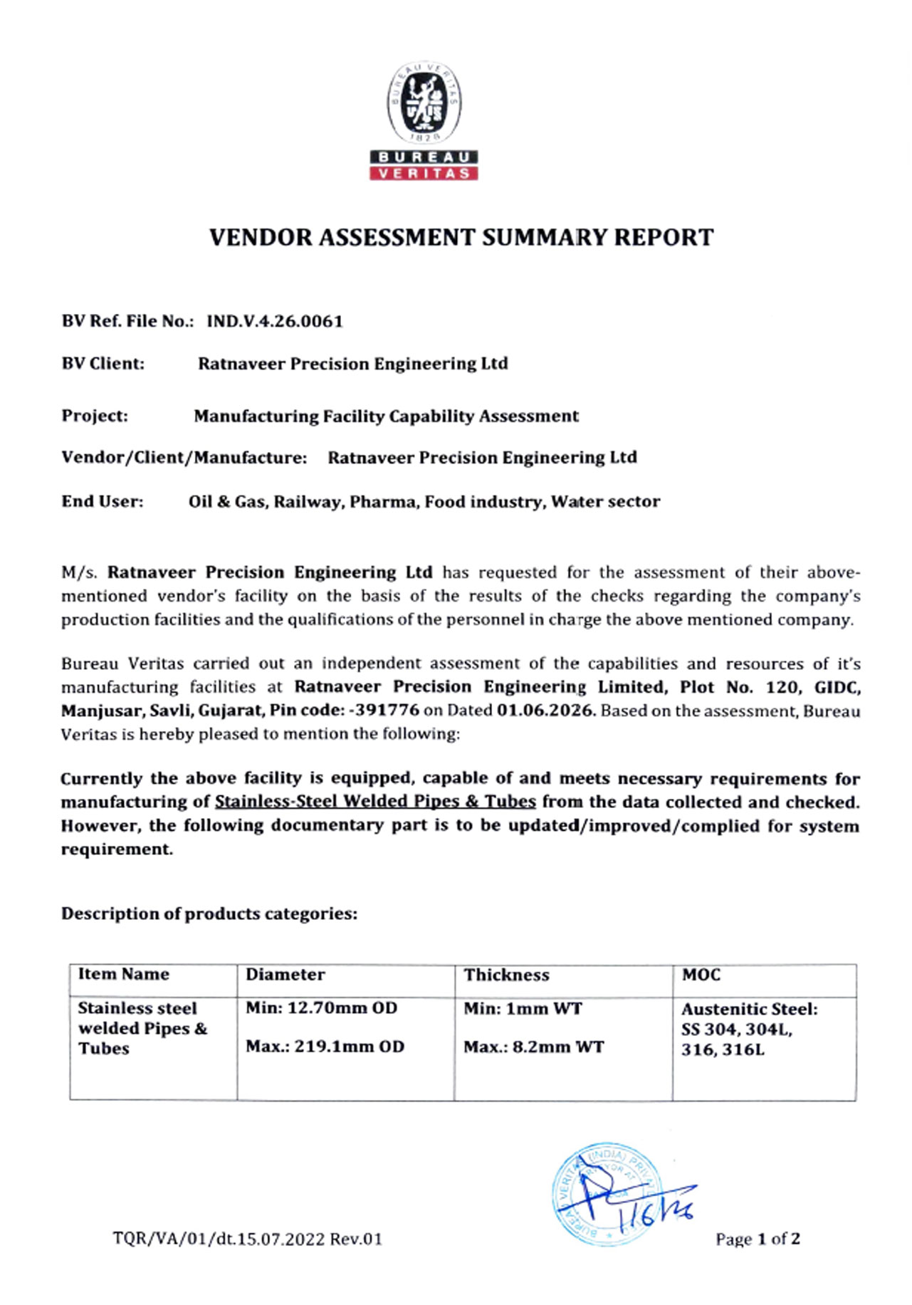 Manufacturing Facility Capability Assessment